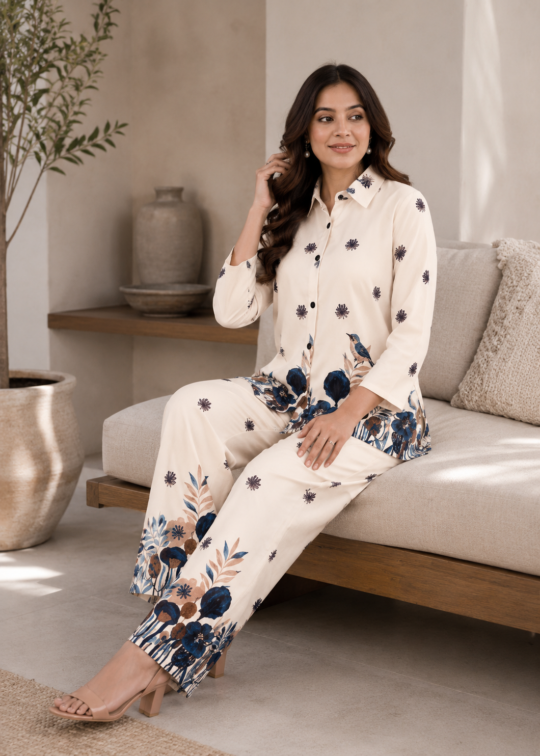 Midnight Bloom Botanical Co-Ord Set for Women