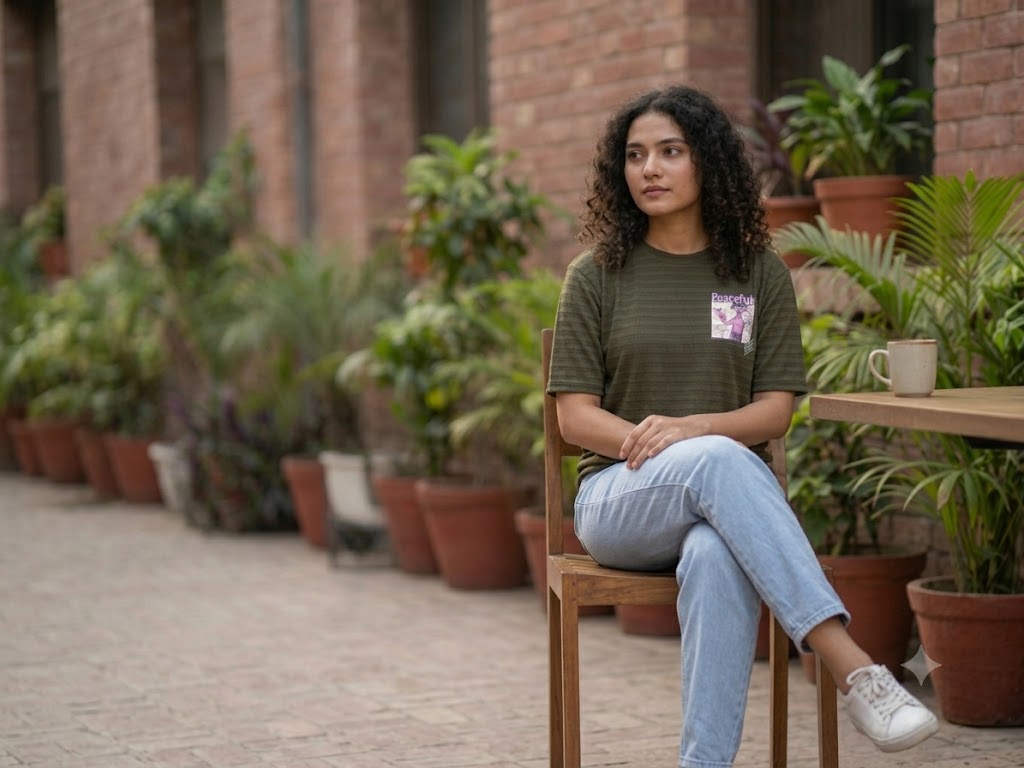 Olive Green Casual Graphic Top
