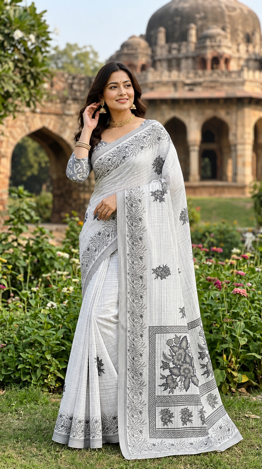 Beutiful Bagru Printed Sarees With Blouse