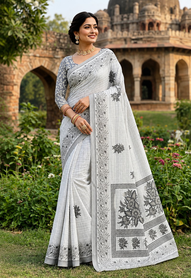 Beutiful Bagru Printed Sarees With Blouse
