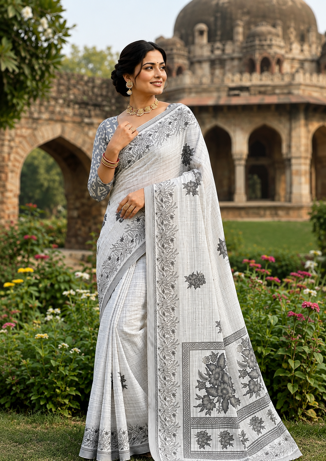 Beutiful Bagru Printed Sarees With Blouse