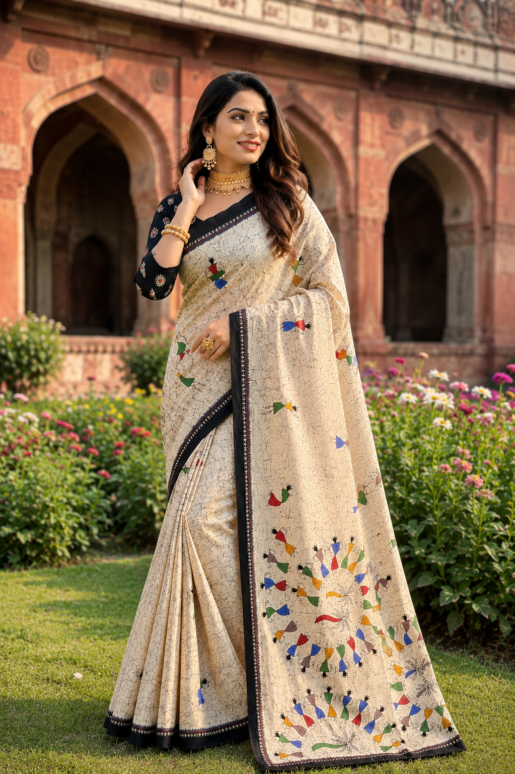 Beutiful Bagru Printed Sarees With Blouse