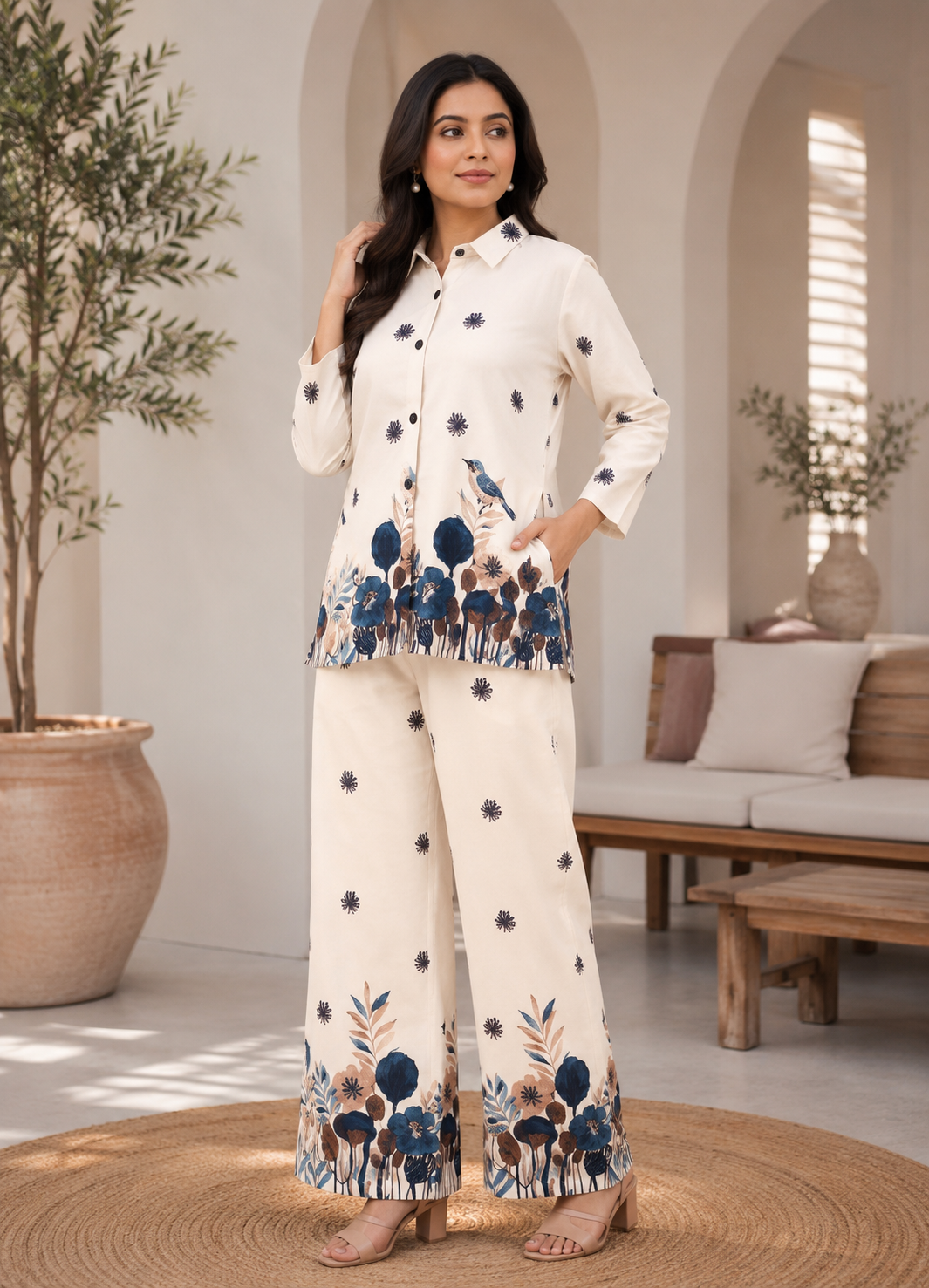 Midnight Bloom Botanical Co-Ord Set for Women