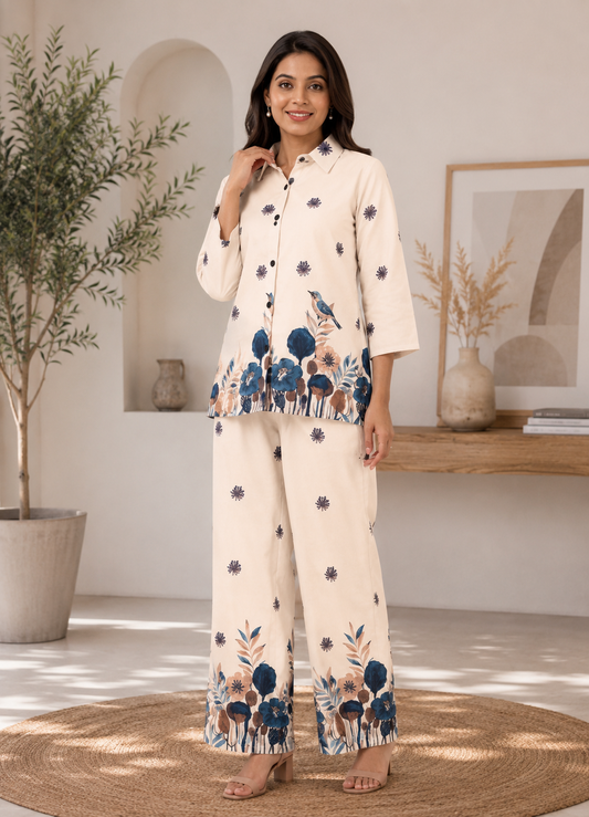 Midnight Bloom Botanical Co-Ord Set for Women
